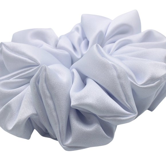 XX Large White Satin Hair Scrunchie - Picture 2 of 3